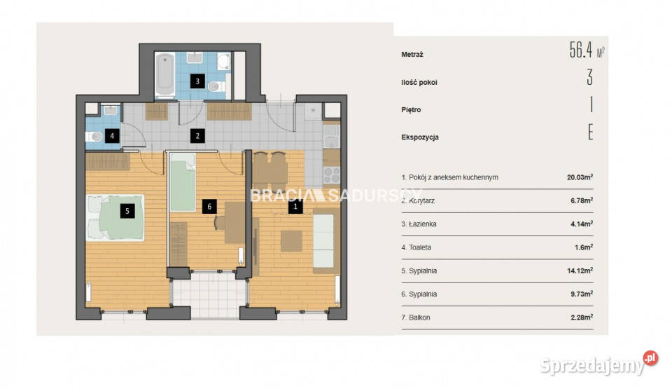 Mieszkanie Kraków 564m2 3 pokojowe małopolskie