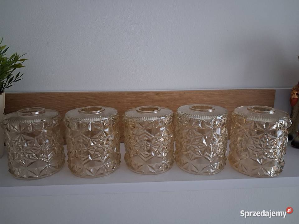5 kloszy szklanych zdobionych PRL Warszawa