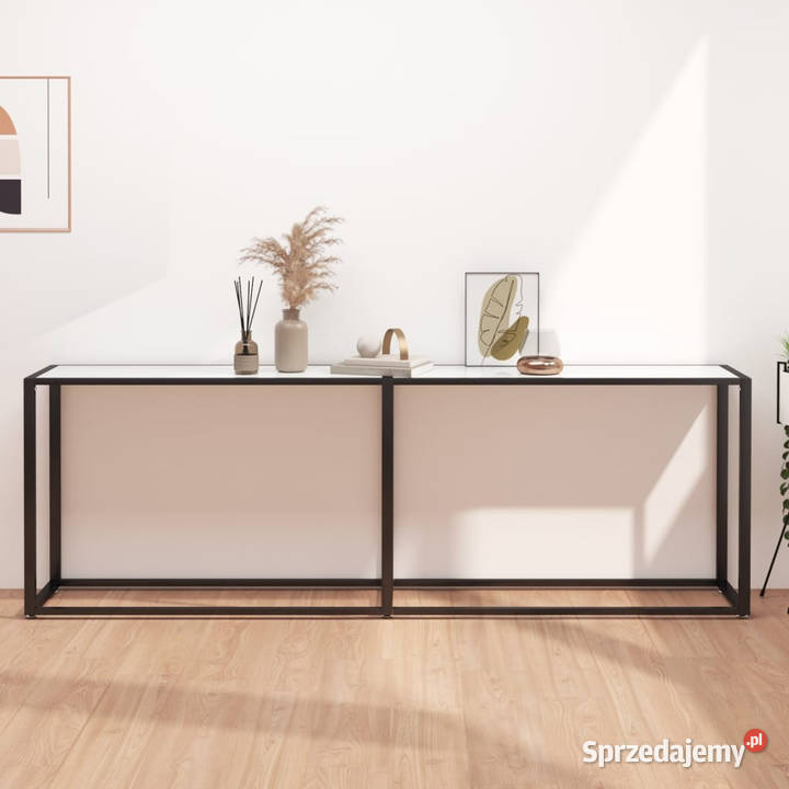 Konsola biały marmur 220x35x755 szkło hartowane
