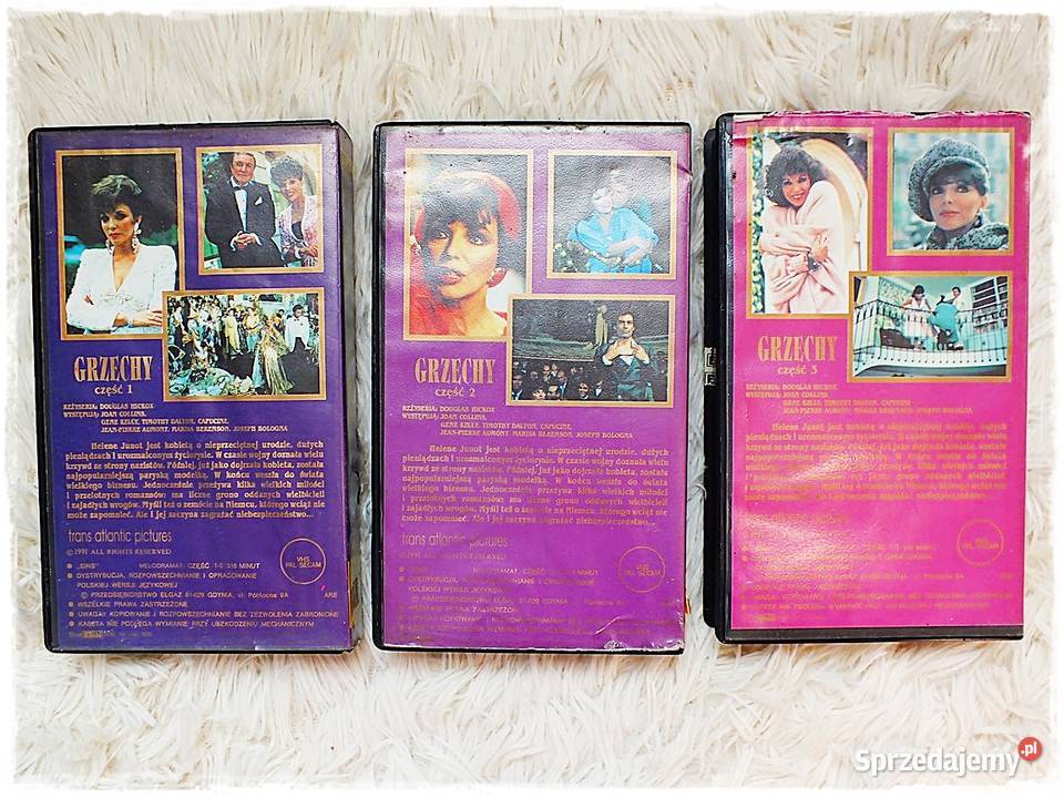 Kasety VHS Grzechy z Joan Collins Komplet część Filmy Żary