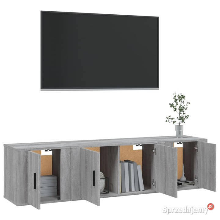 Zestaw 3 szafek TV szary dąb sonoma materiał Warszawa