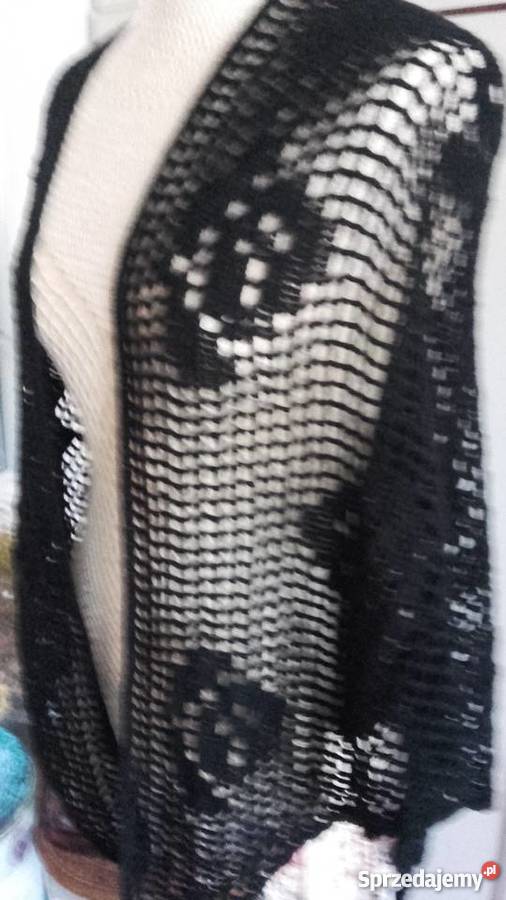 CZARNA RÓŻANA CHUSTA Z BAWEŁNY RĘKODZIEŁO Piła