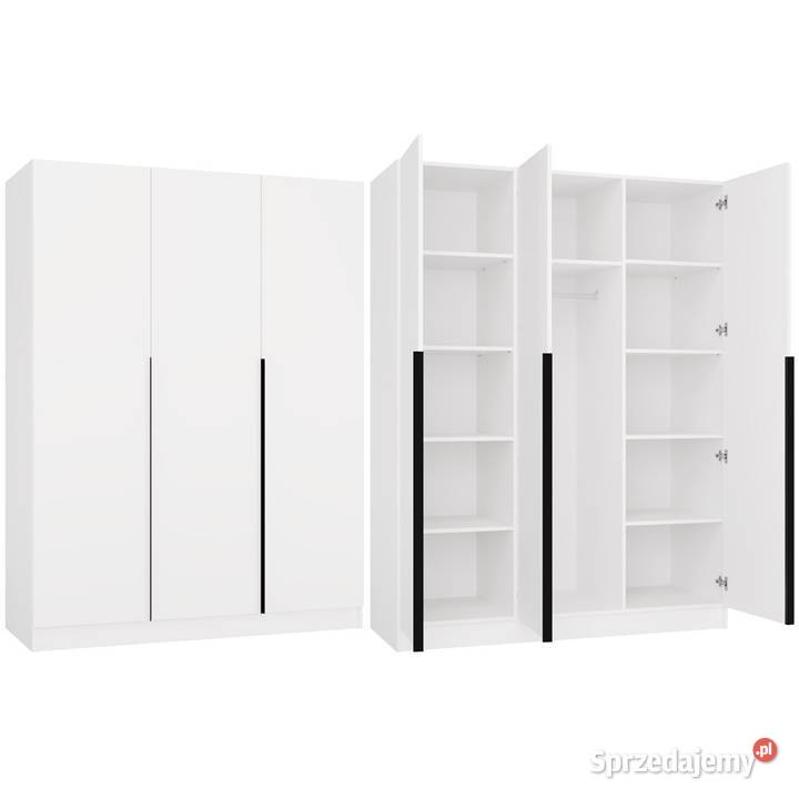 Szafa SENSO 3D 150 3 Drzwi Czarne Uchwyty