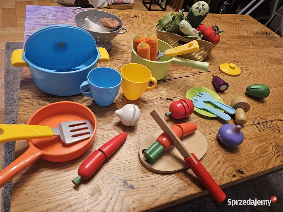 Warzywa pluszowe i drewniane Ikea naczynia Rzeszów
