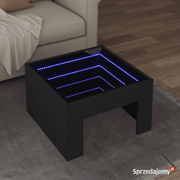 Stolik kawowy z LED Infinity czarny 50x50x30 Warszawa sprzedam