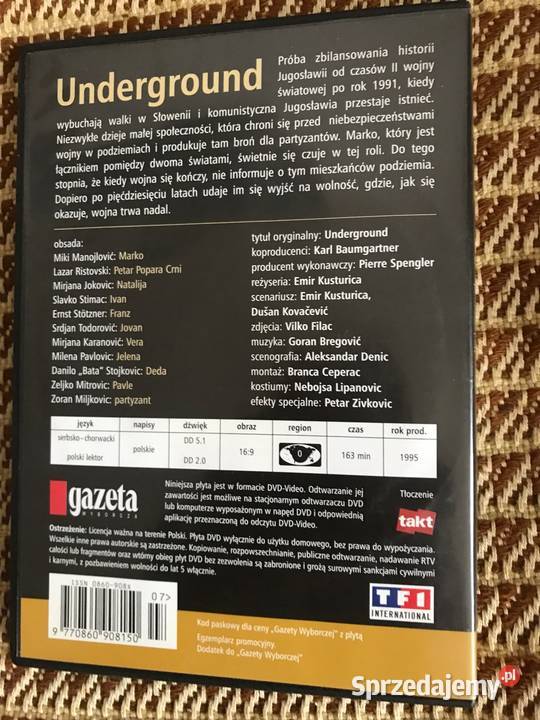 dvd Underground film Emira Kusturicy Warszawa