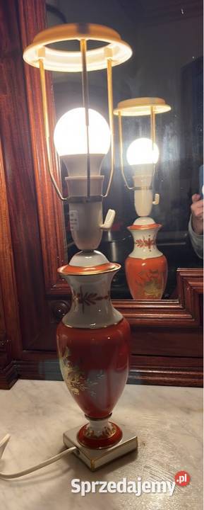 Lampa z łabędziami Syg Kaiser Błękitna złocona z Gdańsk