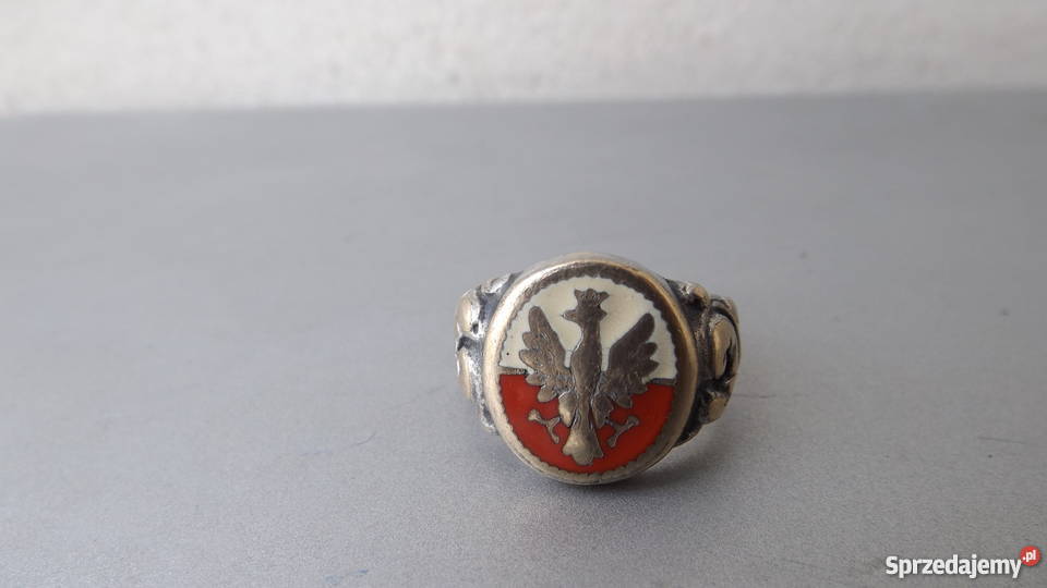 Stary przedwojenny Oryginał sygnet II RP Emalia Militaria warmińsko-mazurskie Grodziczno sprzedam