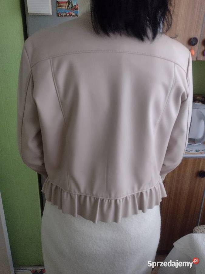 42XL ZARA Beżowa skórzana kurtka ramoneska z Kraków