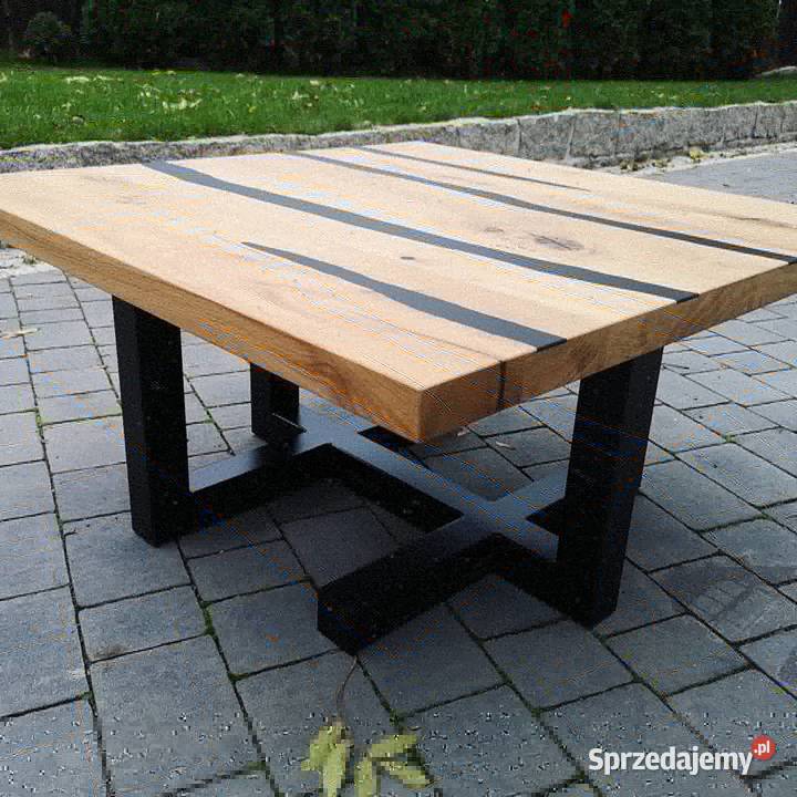 Stolik kawowy dębowostalowy LOFT RESIN wesstol Legnica