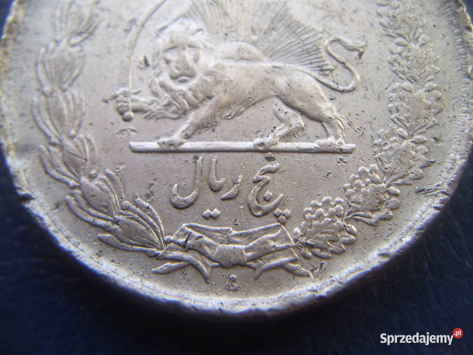Stare monety 5 rialów 1933 Iran srebro Lesko