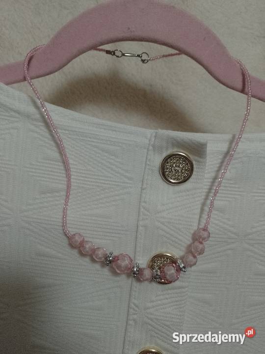 Różowy Bogato zdobiony naszyjnik korale Dodatki Kraków sprzedam