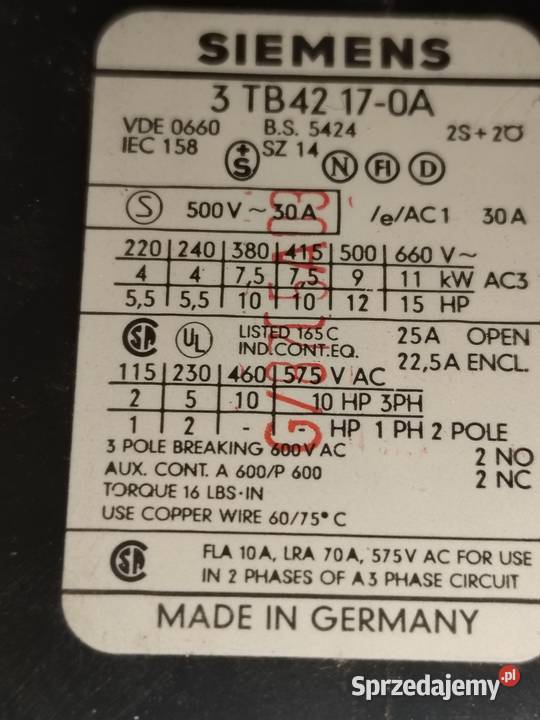 Siemens 3TB42 17OA stycznik Poręba