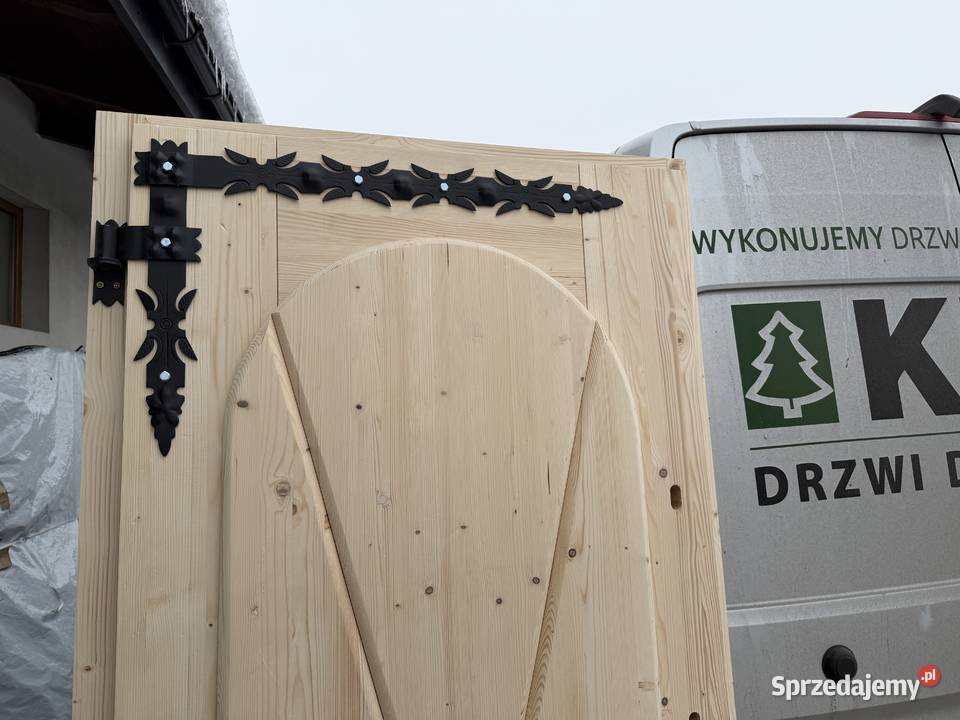 DRZWI ZEWNĘTRZNE ŚWIERKOWE dostępne ręki 75mm małopolskie Małe Ciche