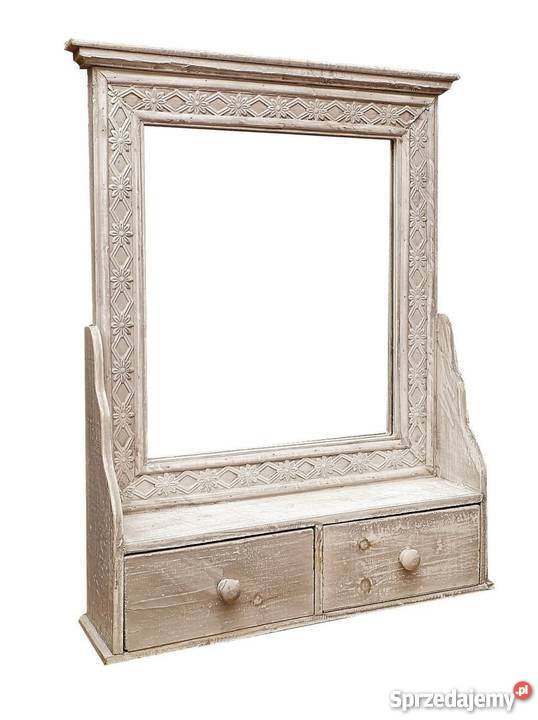 Lustro z półką drewniana rama Lustra Tychy