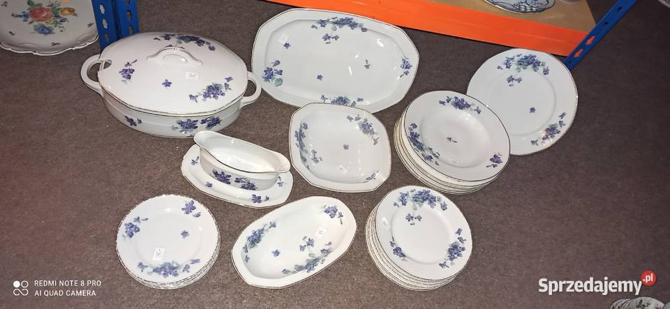 Serwis obiadowy Hutschenrouther Fiołki na białej Porcelana i szkło Gdańsk