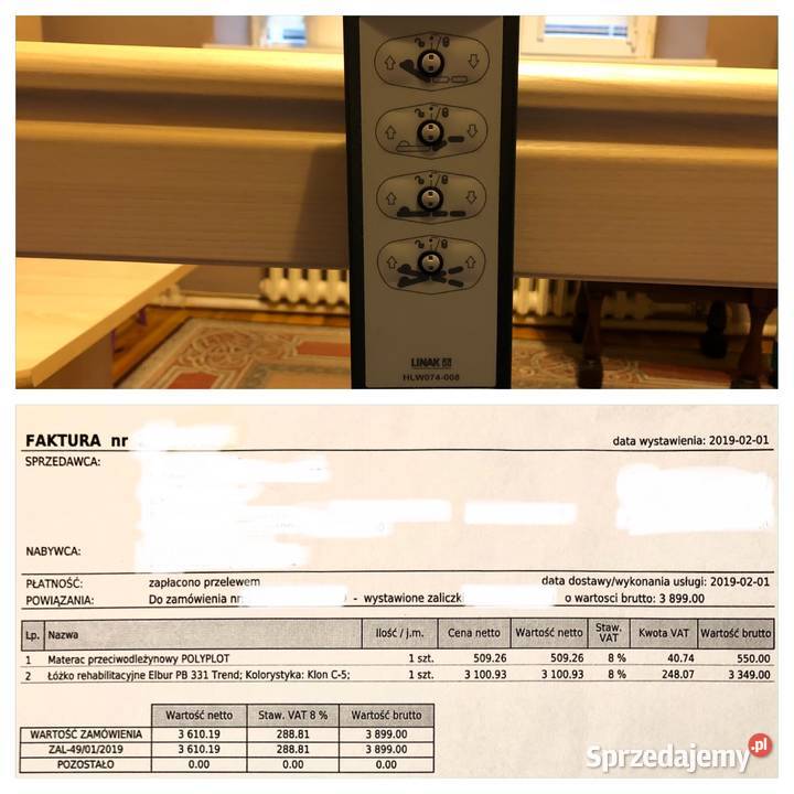 Łóżko rehabilitacyjne Elbur PB 331 Trend materac