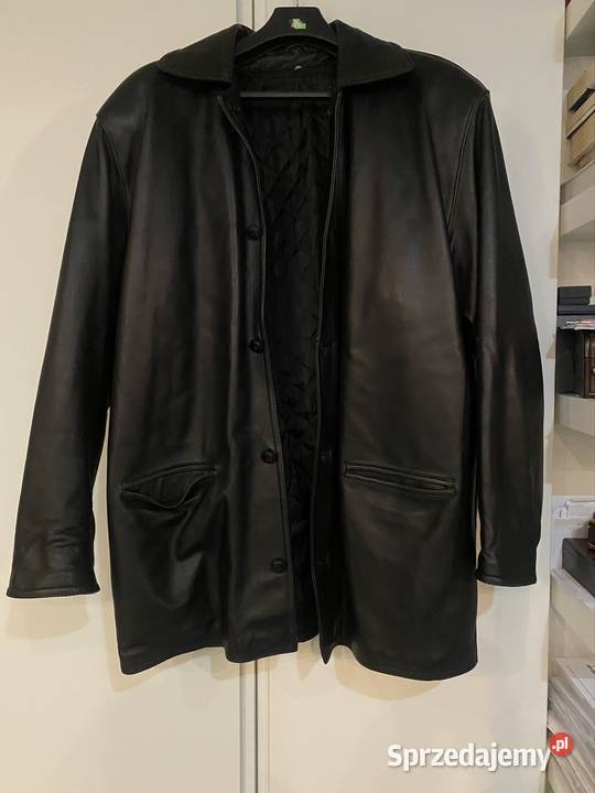 Czarna kurtkapłaszcz z naturalnej skóry Kurtki i płaszcze Warszawa