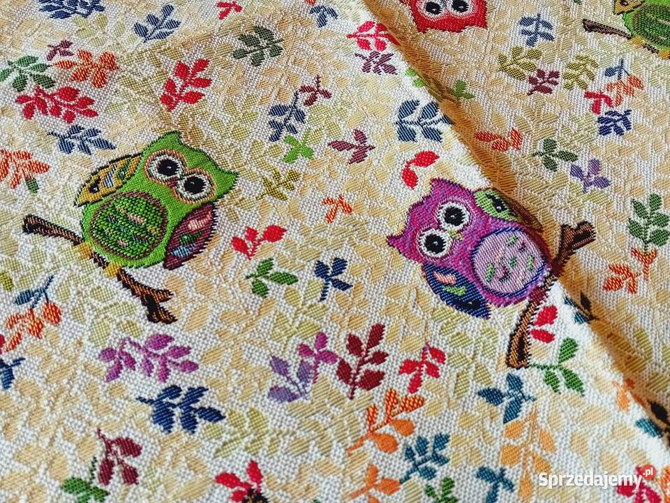 Obrus gobelinowy z motywem sówek małopolskie Alwernia sprzedam