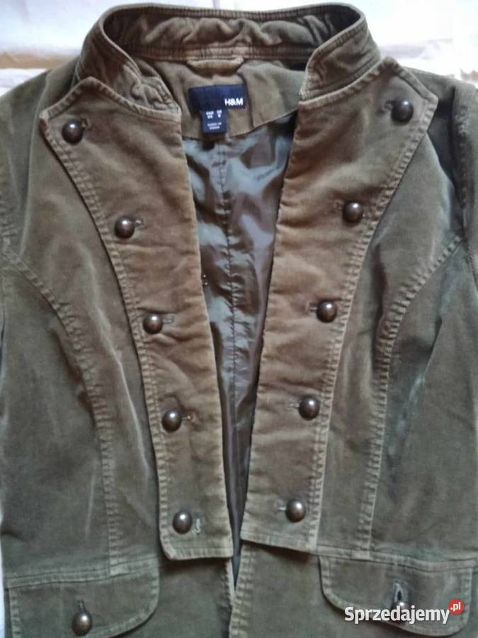 sztruksowa marynarka oliwkowa militarna HM r M sprzedam