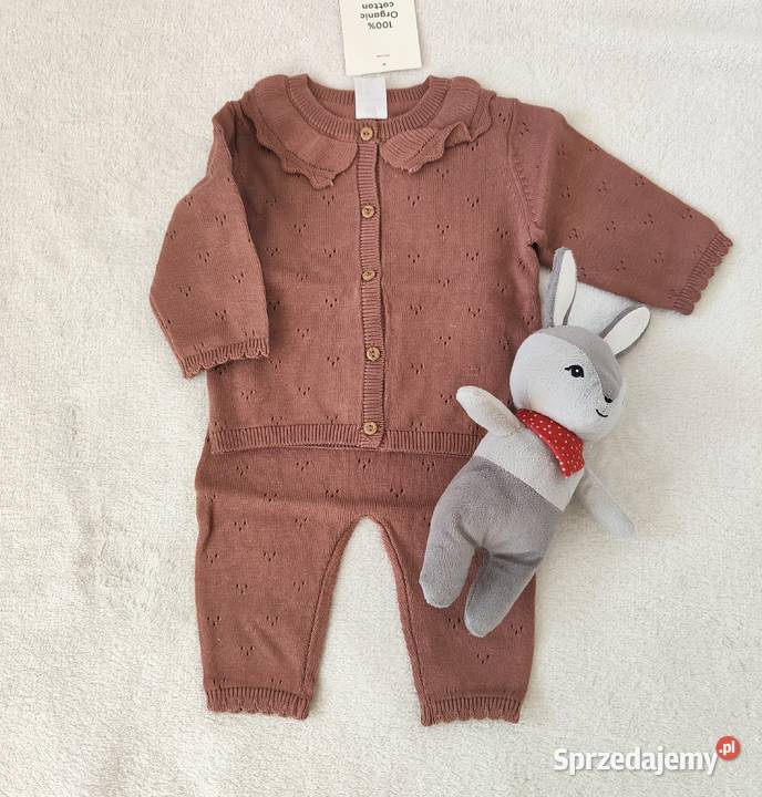 Komplet HM 56 bawełna brązowy kardigan sweter Szczecin