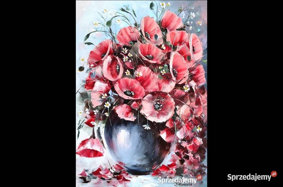 Kowalik Różowe maki 50x70 bukiet kwiaty Warszawa sprzedam