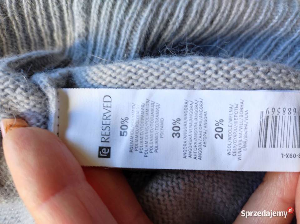 sweter tunika wełniana angora wełna szary Swetry i golfy świętokrzyskie sprzedam