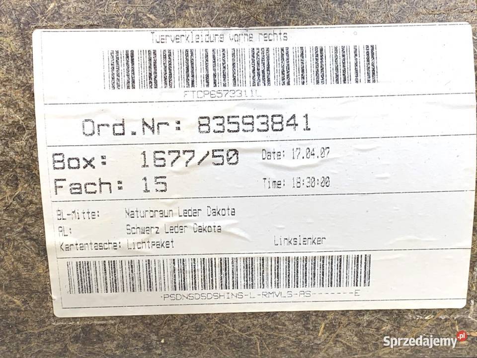 BOCZEK DRZWI PRAWY PRZÓD BMW E61 Kombi 0410