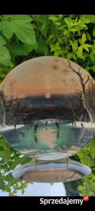 Talerz kolekcjonerski Vintage Coalport Skating Porcelana i szkło Pabianice