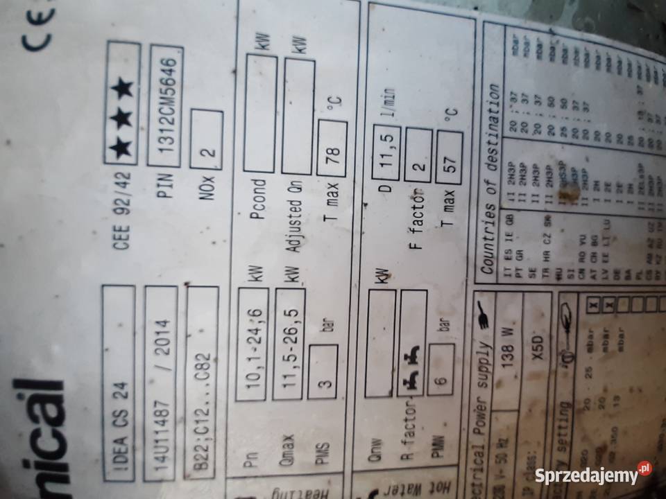 Piec gazowy Unical Idea CS 24 dwuf zam kom Piaseczno