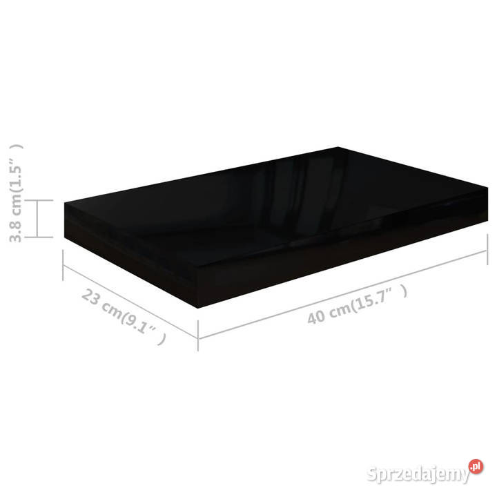 Półka ścienna czarna wysoki połysk 40x23x38 MDF Warszawa sprzedam