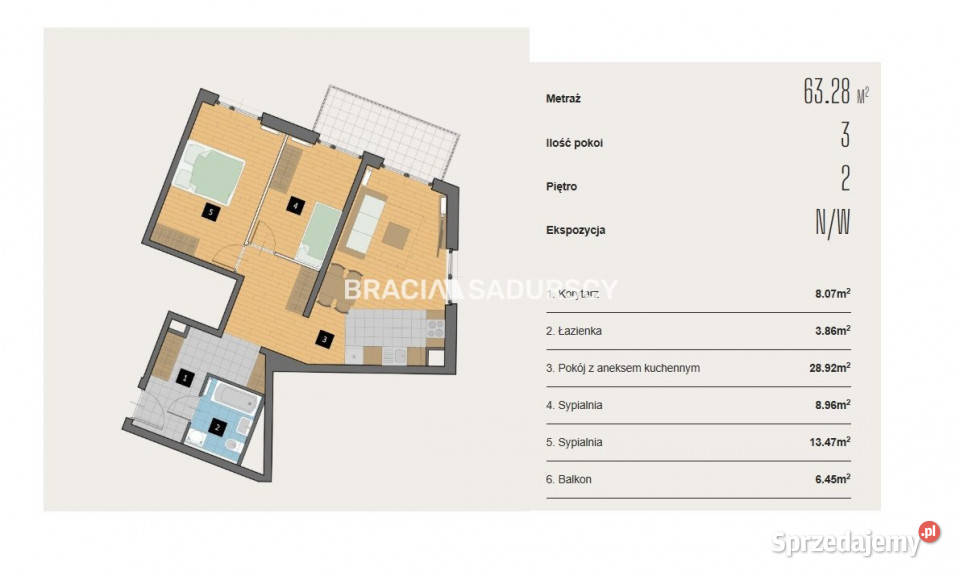 Do sprzedaży mieszkanie Kraków 6328m2 3 pokojowe