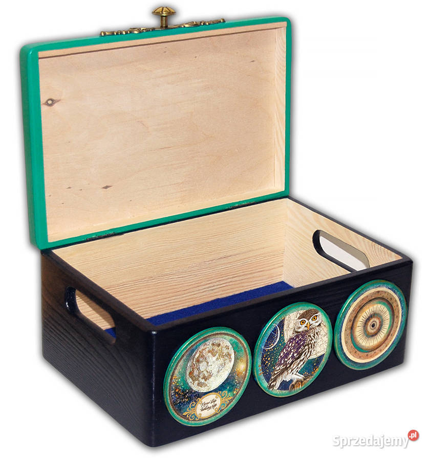 skrzynka drewniana ASTROLOGY OWL sowa KUFEREK wielokolorowy kujawsko-pomorskie Bydgoszcz