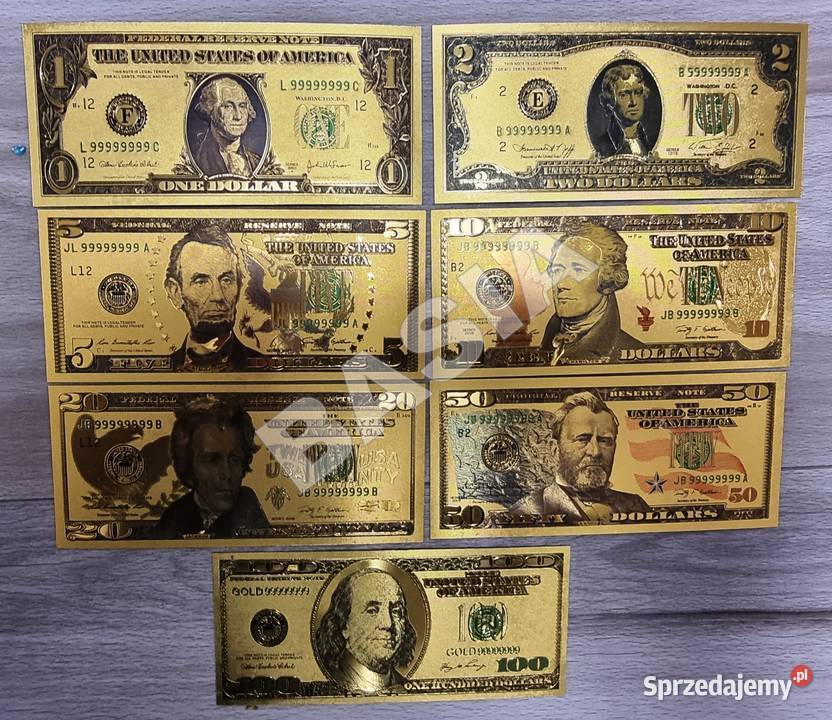 7 x ZŁOTE Banknoty Dolar Dollar Złoto Au 24 Sosnowiec