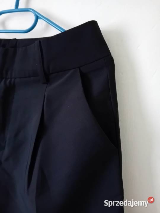 Czarne wizytowe eleganckie spodnie Bez wzoru Warszawa