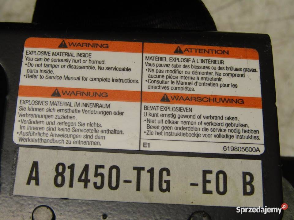 PAS BEZPIECZEŃSTWA PRAWY PRZÓD HONDA CRV CRV IV