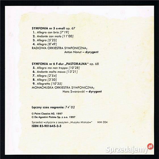 BEETHOVEN Wielkie symfonie seria Muzyka Mistrzów śląskie Chorzów