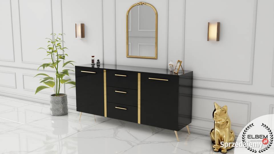 Komoda lakierowana czarny połysk Glamour 160cm Gdańsk sprzedam