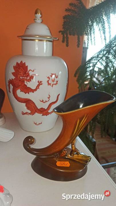 Wazon Amfora Meissen Czerwony Smok Red Dragon Gdańsk