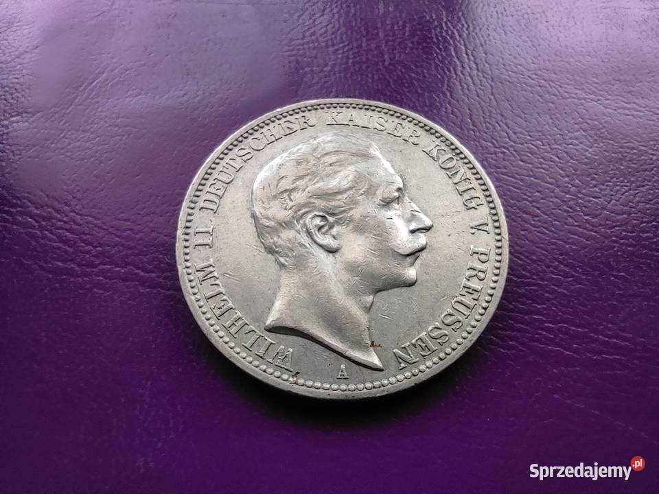 Moneta PRUSY 3 MARKI 1910 A Srebro Rzadkość mazowieckie Pruszków