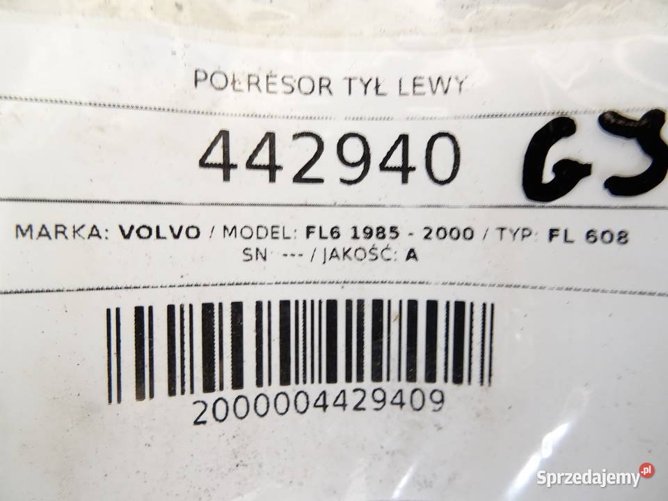 PÓŁRESOR TYŁ LEWY VOLVO FL6 8500 RESOR TYLNY