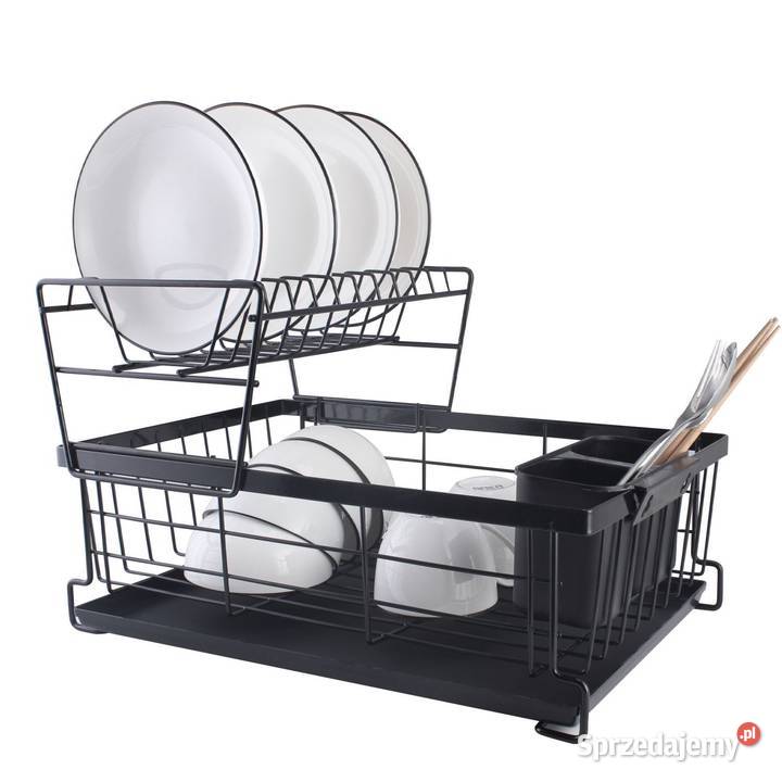 Dwupoziomowa suszarka ociekacz z tacką czarna Poznań
