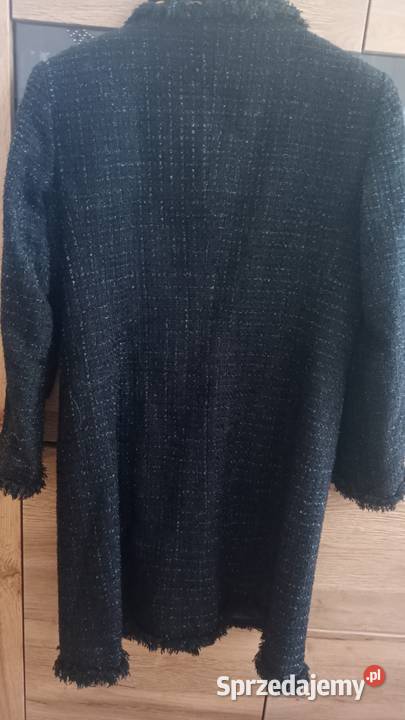 Płaszcz wiosenny czarny styl vintage żółty/złoty