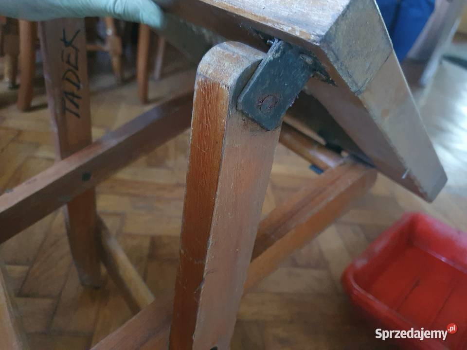Taboret krzesełko rattan małe vintage składane