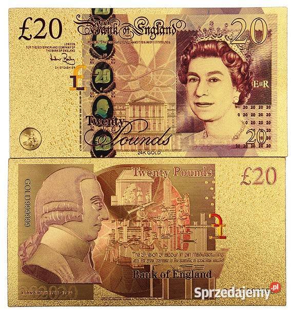 Zestaw Złotych Banknotów Funt Królowa Elżbieta śląskie Sosnowiec