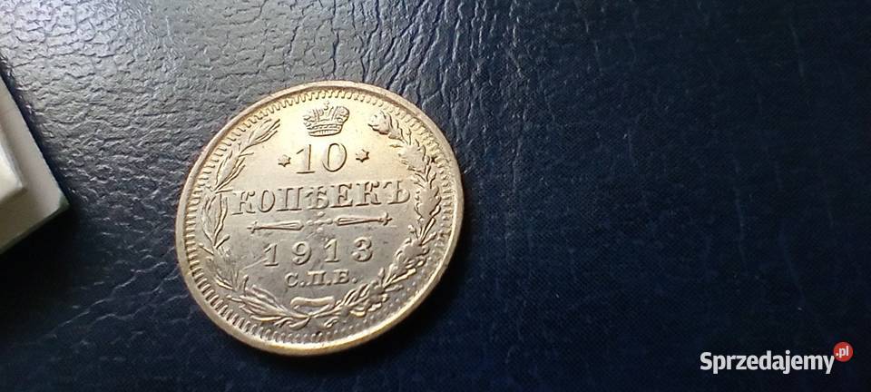 Stare monety 10 kopiejek 1913 Rosja srebro Numizmatyka Lesko