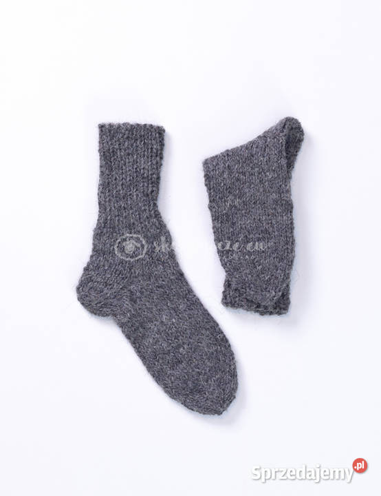Wełniane skarpetki ciemno szare kostkę ciepłe