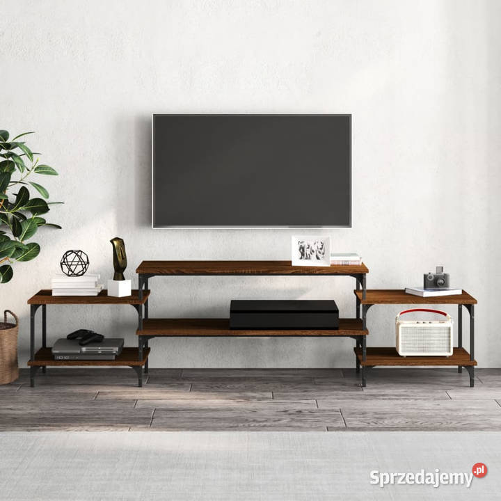 Szafka pod TV brązowy dąb 197x35x52 WM826329 mazowieckie Warszawa
