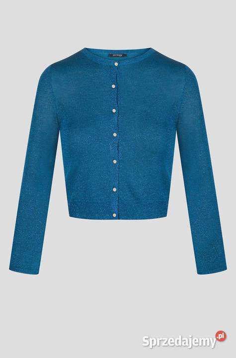 NOWY krótki kardigan bolerko morski metaliczna