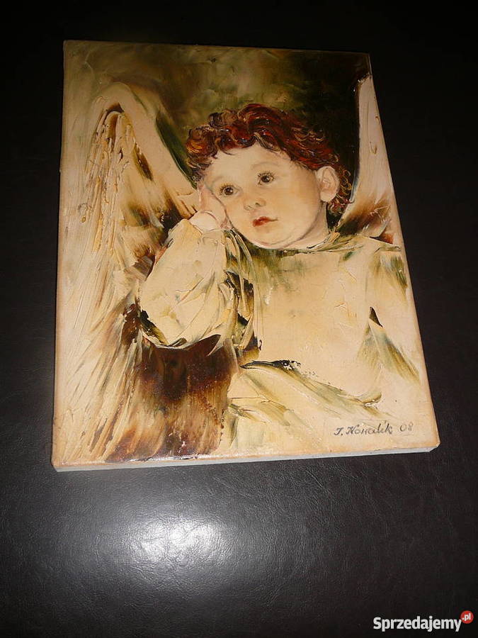 obraz olejny chłopczyk sygnowany Wrocław